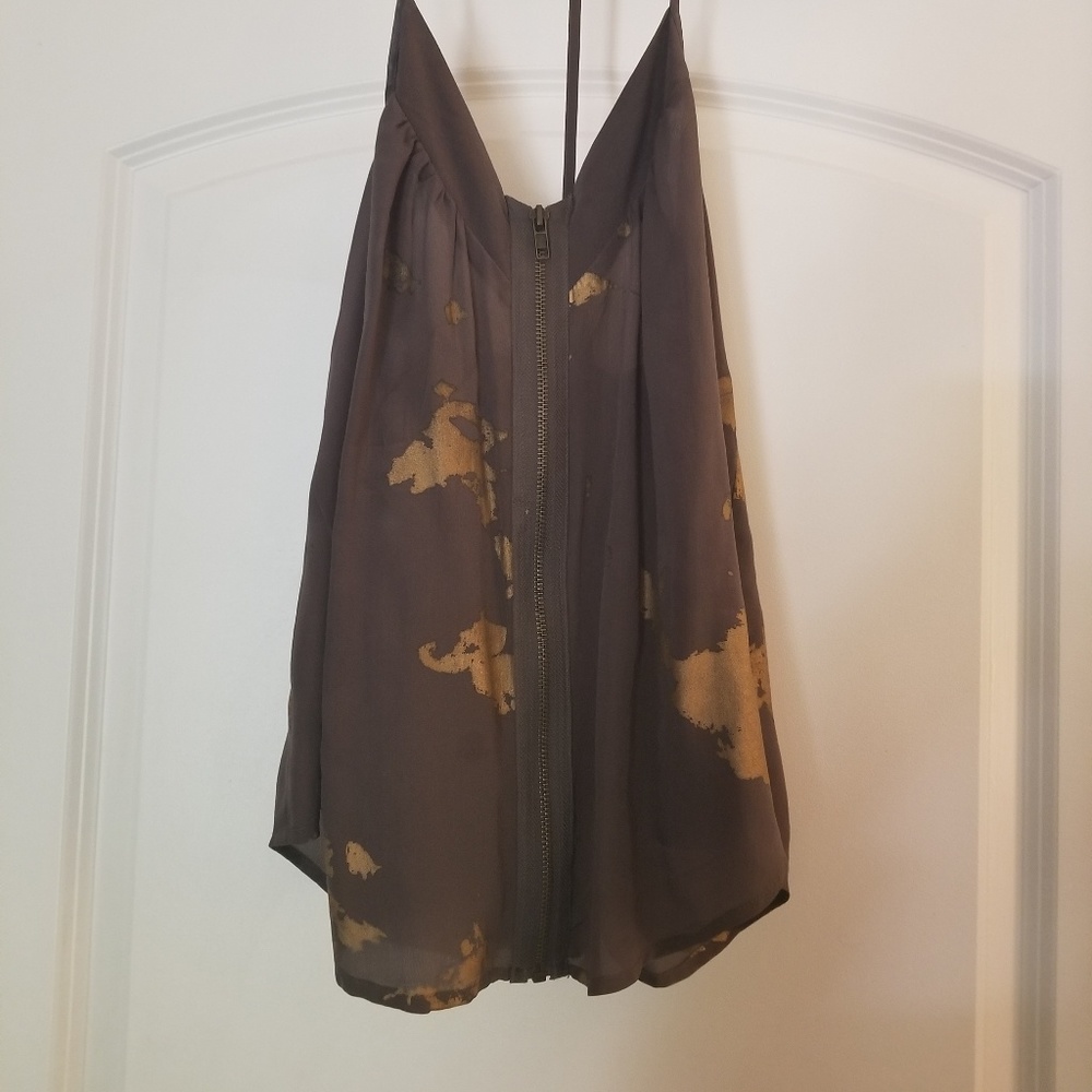 Silence + Noise Zip Front Flowy Tank Sz S